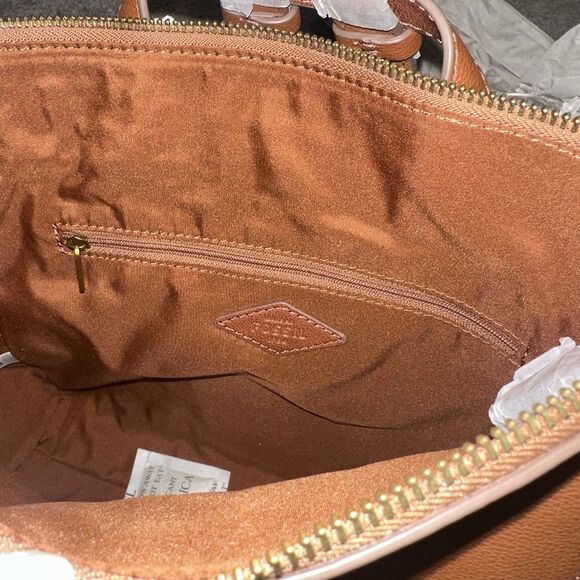 Fossil $250 Elina Convertible Backpack Leather Small Brown Satchel Minimalist - Picture 9 of 12